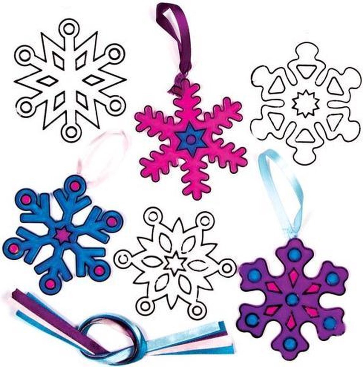 Baker Ross AF743 sneeuwvlok zonnevanger windspel knutselset voor het versieren van speelgoednieuwheid voor kinderen, perfecte party, liefde of prijszakvulling (verpakking van 8 stuks)