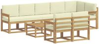 vidaXL Hoek loungeset 8 zitplaatsen Wit en crème Polyester