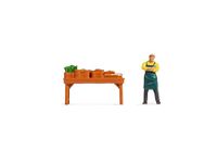 NOCH Tiny-Scenes "Groentestand" met modelfiguren van kunststof voor H0 weekmarkt