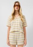 QS s.Oliver QS Strickpullover V-hals Korte mouw Gestreepte blouse Licht citroen XS