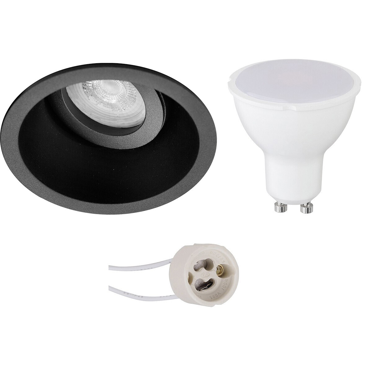 BES LED LED Spot Set - Pragmi Zano Pro - GU10 Fitting - Dimbaar - Inbouw Rond - Mat Zwart - 6W - Warm Wit 3000K - Kantelbaar - Ã˜93mm