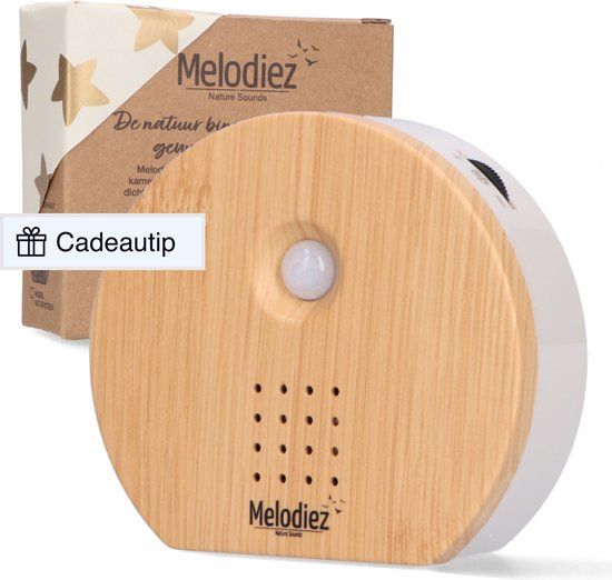 Melodiez Vogelhuisje Met Geluid - Eiken Hout - Vogelgeluiden Huisje Met Sensor