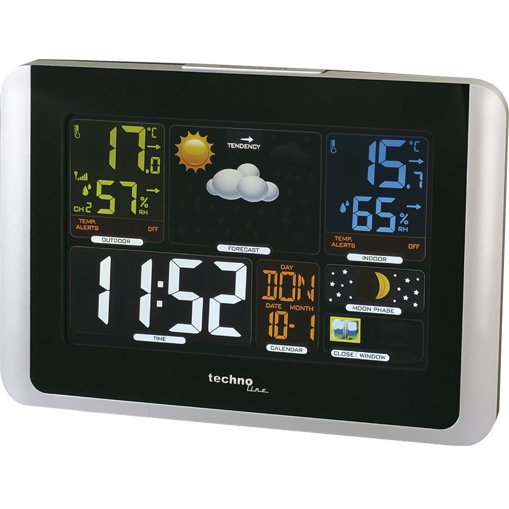 Technoline WS 6442 - Digital Weather Station - Black/Silver - LCD Display - Battery Powered