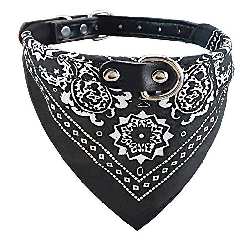 Newtensina Fashion Dog Bandana Collar Hondenhalsband Jongen Medium Bandana Puppy Bandana Met Kraag voor Honden - Zwart - M