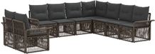 vidaXL Tuinbank - Set - 9 zitplekken - Grijs - Polyrattan