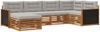 vidaXL Hoek loungeset 6-delig Naturel en lichtgrijs Acacia hout