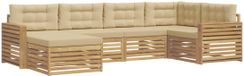 vidaXL Buiten bankenset 6-delig Wit en Beige Polyester