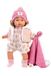 Llorens 1038572 Pop Lola, met grijze ogen en blonde haren, babypop met zacht lichaam, incl. gebreide outfit met muts en roze knuffeldeken, 38 cm