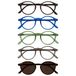 OPULIZE REY Leesbril met Zonnelezer - 5-Pack - Rond Montuur - Matt Bruin, Blauw, Groen, Grijs, Bruin - Heren Dames - Veerscharnieren - RRRRS56-23672 - +1.00