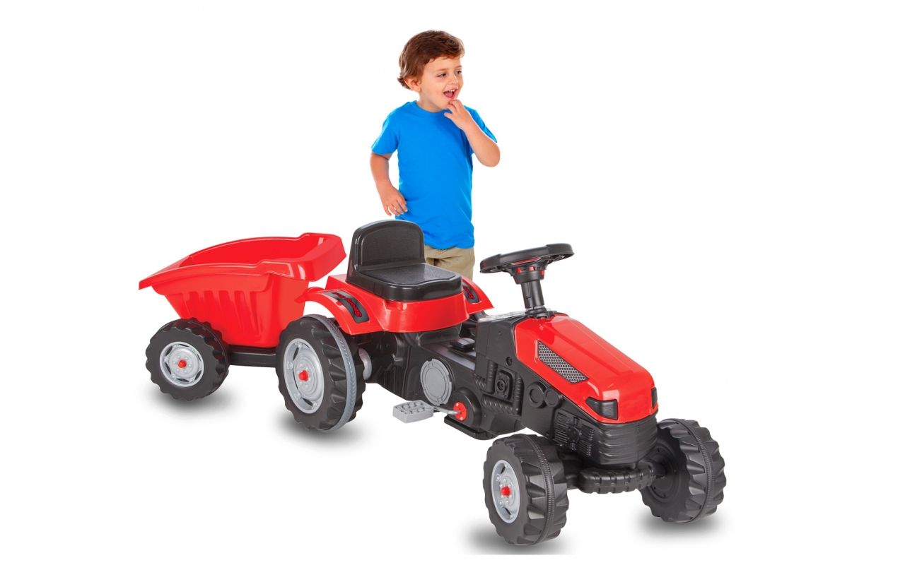Jamara Pedal tractor Strong Bull with trailer - Black/Red