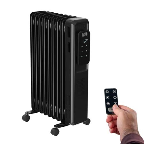 BLACK+DECKER - oliegevulde radiator 2000W | 9 ribben | 3 standen | instelbare thermostaat | 24u timer | ultra stil | oververhittingsbeveiliging | digitaal display