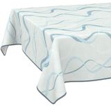 Wasdoek tafelkleed, afwasbaar, onderhoudsvriendelijk, waterafstotend, lotuseffect, voor buiten, tuintafelkleed, golven, blauw, 180 x 140 cm, met zoom, omzoomd