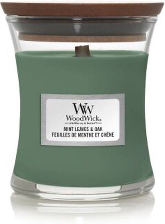 WoodWick Mint Leaves & Oak Mini Candle - Green - 6cm