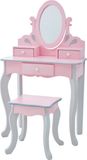 Teamson Kids Houten Kaptafel Kinderen - Tafel en Stoel Set - Roze/Grijs