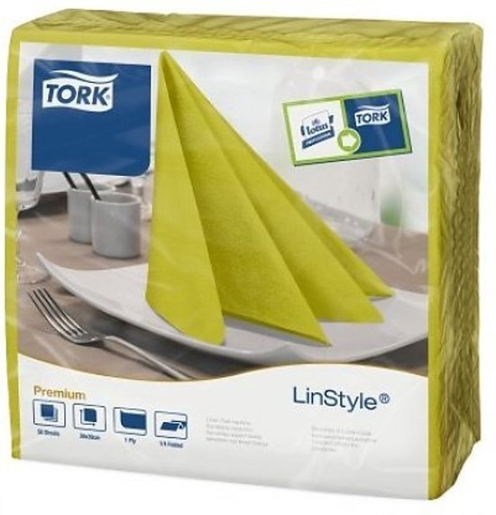 Tork LinStyleÂ® servet 39x39cm 1/4-vouw pistachio 12x50