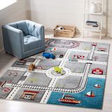 Safavieh Hedendaags tapijt voor woonkamer, eetkamer, slaapkamer, carrousel kindercollectie, laagpolig, in veelkleurig, 99 x 160 cm