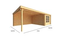 Warentuin collection Blokhut, tuinhuisje met overkapping Els-Livia 650 cm bij 350 cm diep lessenaarsdak III
