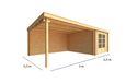 Warentuin collection Blokhut, tuinhuisje met overkapping Els-Livia 650 cm bij 350 cm diep lessenaarsdak III