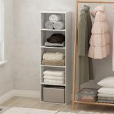 Furinno Reed 5-Tier Omkeerbare Kleur Open Plank Multifunctionele Boekenkast, Opbergorganizer, Wit