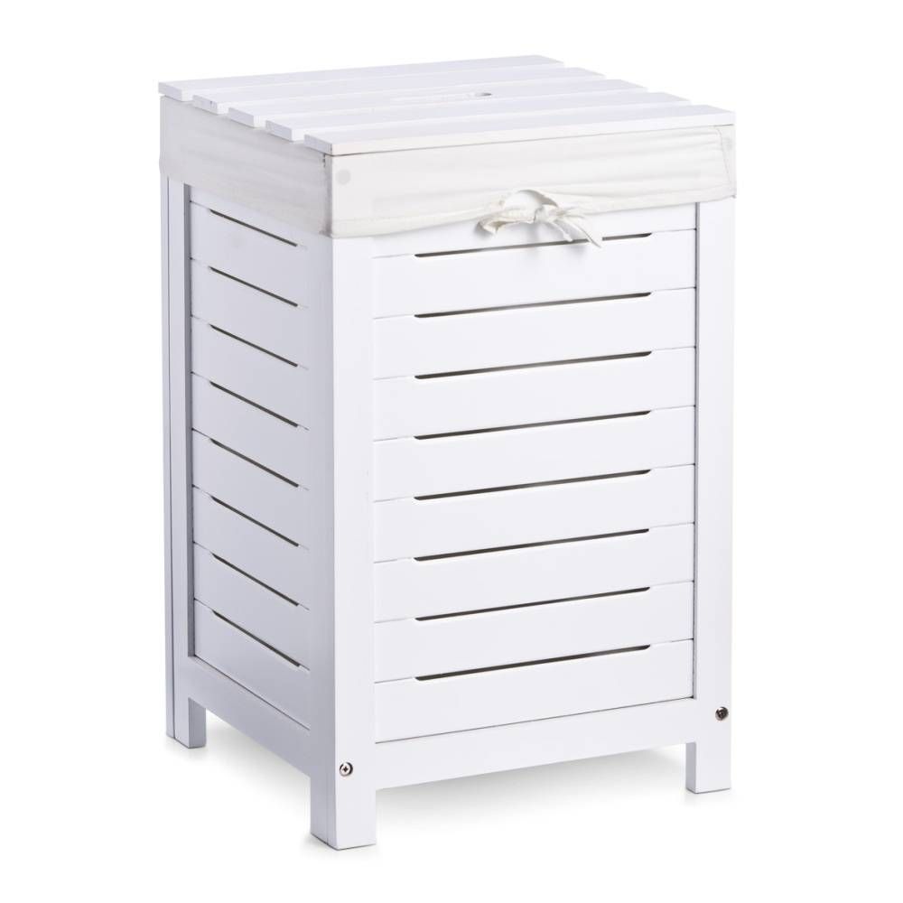Zeller Present Houten wasmand met deksel wit - MDF - wit - 2018