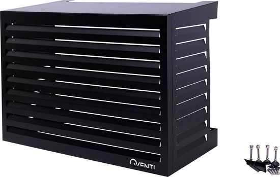 QVENTI - airco & warmtepomp buitenunit omkasting - 115x 85x 57,5cm - Zwart