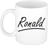 Bellatio Decorations Ronald Naam koffiemok - beker - met sierlijke letters - wit