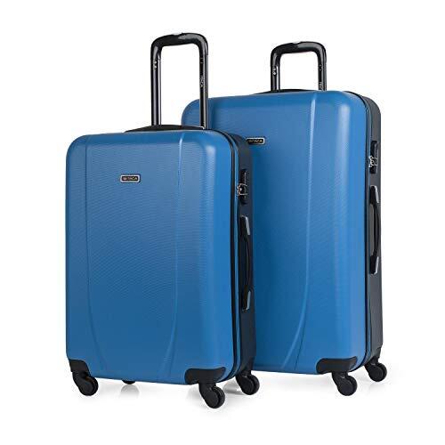 ITACA - Koffer Set - Koffers Set - Stevige kofferset 2 stuks - Reiskoffer Set. Set van 2 Trolley koffers (Middelgrote koffer en Grote Koffer). Kofferset Delige. Lichtgewicht koffers 7, Blauw-Antraciet