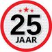 Bellatio Decorations 25 jaar leeftijd sticker - rond - Dia 15 cm - 25 jaar verjaardag - jubileum - leeftijd versiering