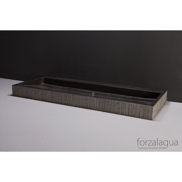 Forzalaqua Palermo wastafel 100.5x51.5x9cm RECHTHOEK 1 wasbak 1 kraangat Hardsteen gefrijnd Blauw grijs 100135