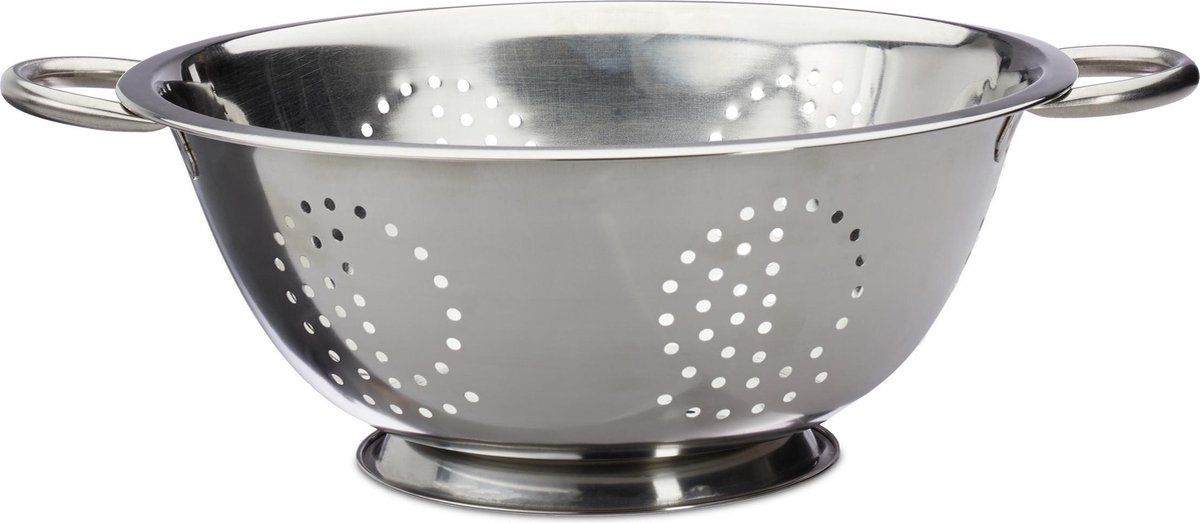 Relaxdays vergiet - pastazeef - roestvrij staal - 28 cm rond - zilver