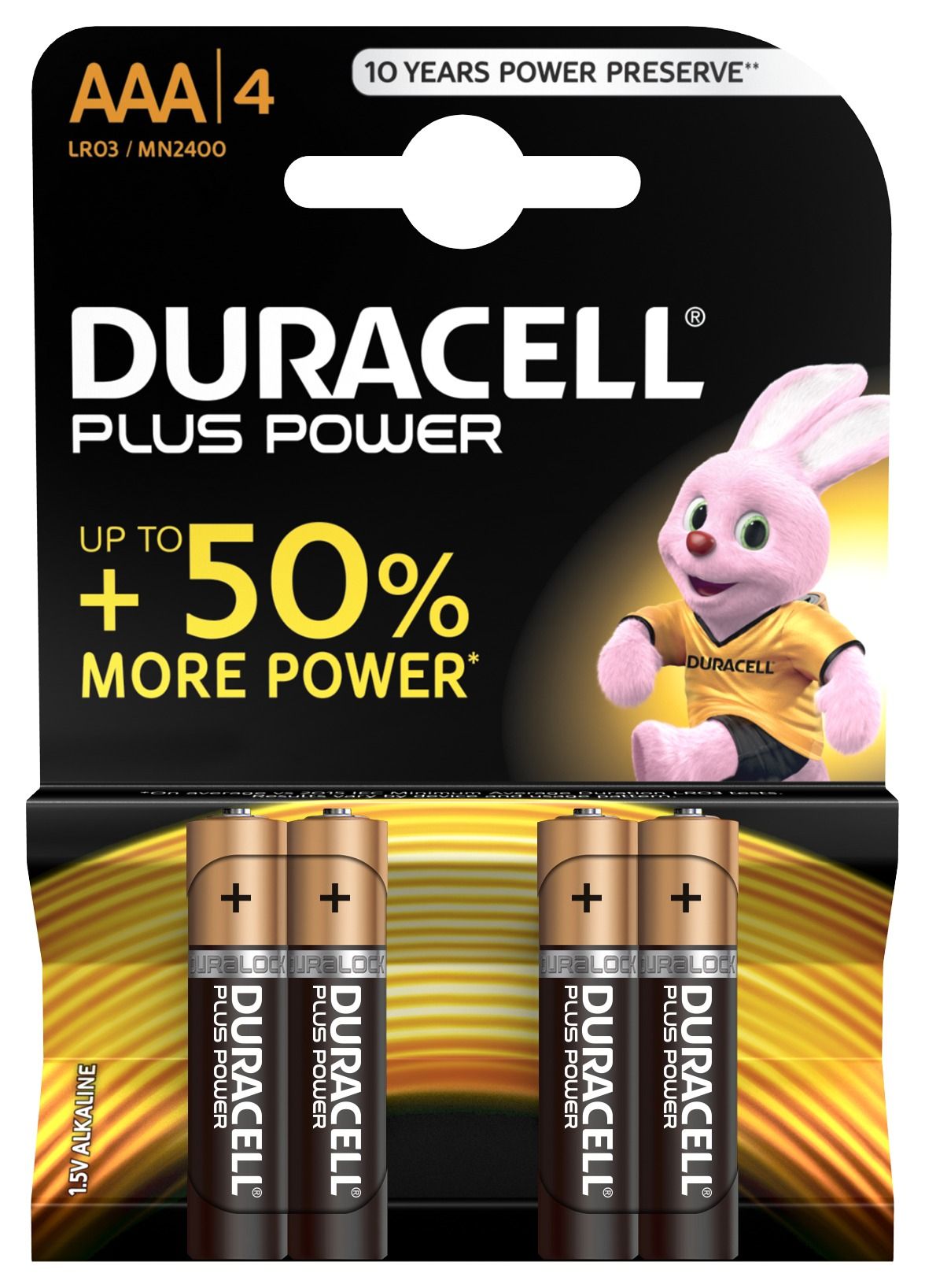 Duracell Plus Power AAA Alkaline Batterijen 4 Stuks
