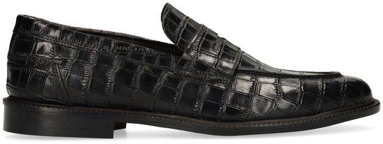 Black Label Zwarte leren croco loafers - Maat 43