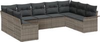 vidaXL Tuinbank Set met Kussen Grijs Poly Rattan