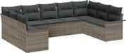 vidaXL Tuinbank Set met Kussen Grijs Poly Rattan