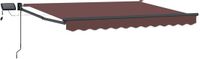 vidaXL Parasol manuel avec éclairage LED solaire, marron, 350 cm