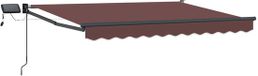 vidaXL Parasol manuel avec éclairage LED solaire, marron, 350 cm