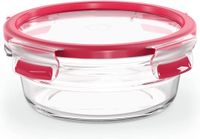 Famanu - Clip & Close glazen vershouddoos, rond, 0,6 l, oven- en magnetronbestendig, 100% dicht, vaatwasmachinebestendig