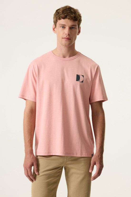 GARCIA Heren Print T-shirt Roze Korte mouw