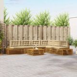 vidaXL 8-delige tuinbankset massief acaciahout en polyester