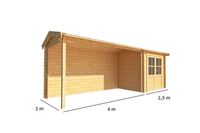 Warentuin collection Blokhut, tuinhuisje met overkapping Fenna-Pippa 650 cm bij 200 cm diep zadeldak 6