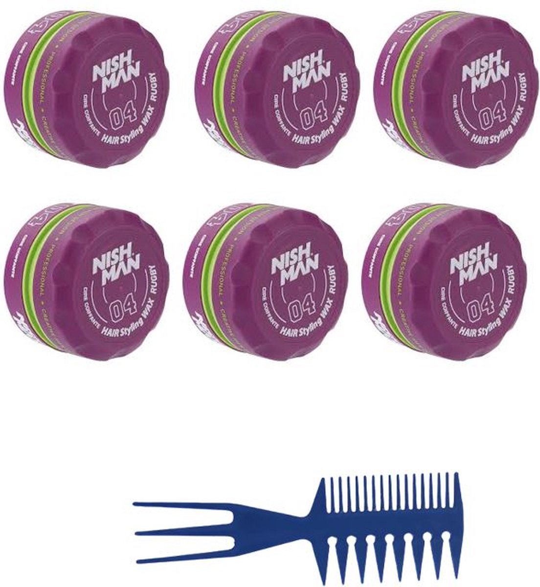 Nish Man Nishman 04 Hair Styling Wax Ruby 6 stuks + Free Styling Comb