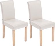 CLP Ina Set van 2 Eetkamerstoelen - Zonder armleuning - Hout - Kunstleer - creme natura