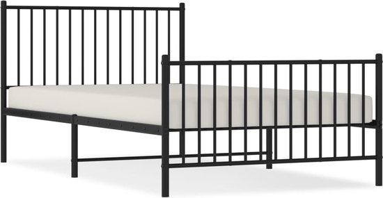 vidaXL Bedframe met hoofd- en voeteneinde Metaal Zwart 107x203 cm
