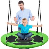 SereneLife Nestschommel voor Kinderen – Inclusief Boom Ophangset, 2 Verstelbare Touwen & 360° Swivel – Buitenschommel, Sterke Hangschommel voor Buiten – Groen