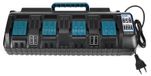 Makita chargeur quadruple, 14,4-18V, 2A, compatible avec BL1830B-2 et autres modèles.