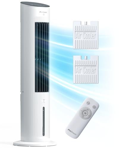 Pro Breeze 5L Airco Torenventilator - 3 in 1, Luchtkoeler, Luchtbevochtiger, Ventilator, Krachtig Waterkoelingsysteem met Draaifunctie en Afstandsbediening - Stille en Frisse Luchtstroom in Huis