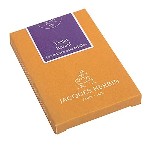 Herbin Jacques 11073JT inktpatronen, groot, voor vulpen en rollerbalpen, boreal, violet, 7 stuks