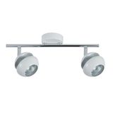 VoltShine Stekkerdoos met twee GU10-fittingen, afmetingen 14 x 36,5 x 8,5 cm, in wit en zilver, ideaal voor decoratieve verlichting
