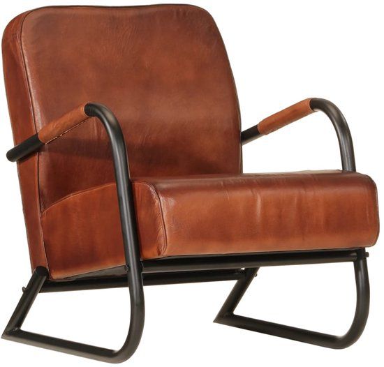 vidaXL Fauteuil echt leer bruin