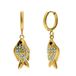 Lucardi Dames Stainless steel goldplated oorringen met hanger vis voor dames - Oorbellen - Staal - Goudkleurig